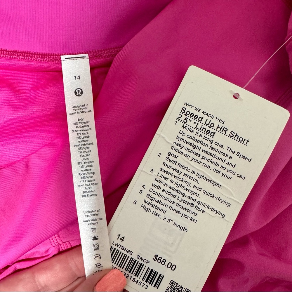 Lululemon Speed Up High Rise Athletic Shorts Sonic Pink NWT - Picture 10 of 10